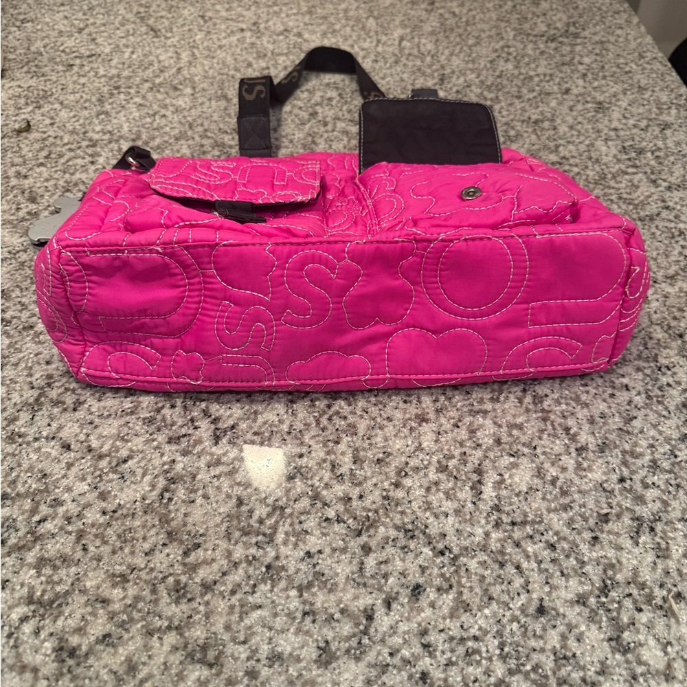 Tous Hot Pink Quilted Logo Tote with Black Straps - Picture 3 of 6